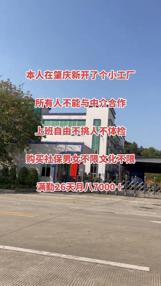 本人在肇庆新开了个小工厂 所有人不能与中介合作 上班自由